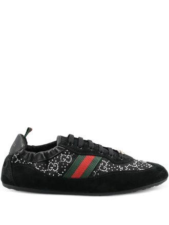 Gucci Shift GG crystal sneakers - women - Mesh/Calf Suede/Nylon/Rubber - 38 - Black