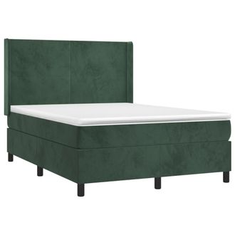vidaXL Cama Box Spring Colch&oacute;n Y Led Terciopelo Verde Oscuro 140x190cm Vidaxl