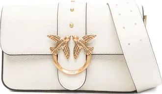 Pinko Pinko, Tassen, Dames, Wit, ONE Size, Leer, Love Birds Crossbody Tas