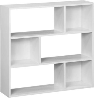 Sweeek Sweeek - 3-shelf bookcase with 6 compartments, Pieter, White, 83x23x80 cm