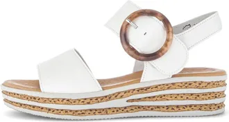 Gabor Schoenen, Dames, Wit, 38 1/2 EU, Leer, Platform Sleehak Sandaal