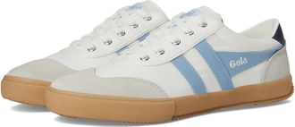 Gola Badminton Womens Shoes White/Air/Navy/Gum : 8.5 B - Medium, Suede/Leather/Canvas