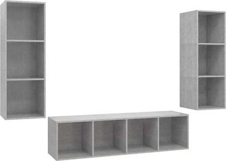 vidaXL Vidaxl - Set De Muebles De Sal&oacute;n 3 Pzas Madera Ingenier&iacute;a Gris Hormig&oacute;n