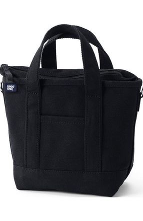 Lands End Zip Top Canvas Tote Bag in Black at Nordstrom, Size Small
