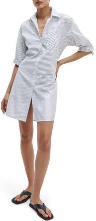 Rag & Bone Lucia Stripe Mini Shirtdress in Navy Stripe at Nordstrom, Size Xx-Small