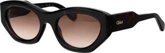 Chlo&eacute; Stijlvolle zonnebril voor een trendy look - Dames - Zonnebrillen - Bruin - 53 MM - Accessoires