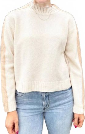 Elan Color Block Crewneck Sweater In Tan/cream