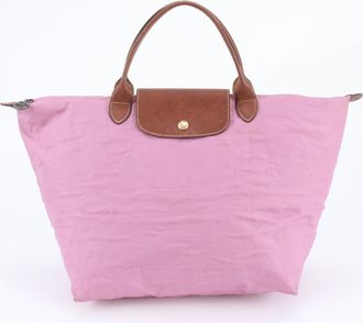 Longchamp Leather Nylon Handbag Shoulder Bag Tote Bag (Pre-Owned)