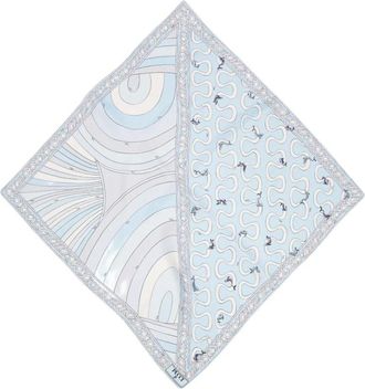 Pucci Accessoires, Dames, Blauw, ONE Size, Onda en Iride Print Zijden Sjaal