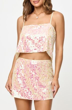 L*Space Glow Getter Sequin Cover-Up Crop Camisole in Prosecco at Nordstrom, Size X-Small