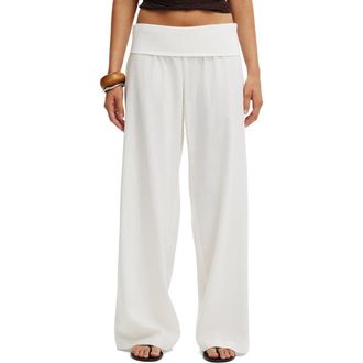 Cotton On Womens Haven Fold Over Pant in White at Nordstrom, Size 10