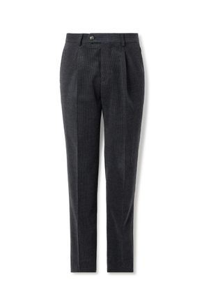 Brunello Cucinelli Straight-Leg Pleated Wool, Silk and Cashmere-Blend Corduroy Suit Trousers