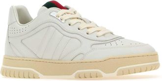 Gucci Womens White Leather Re-Web Sneakers Greatwhitegwgw Calf Skin