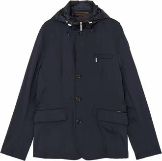 Moorer Mens Hooded Jacket In Dark Blu