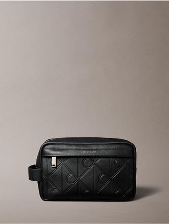 Calvin Klein Mens Embossed Emblem Logo Dopp Kit - Black