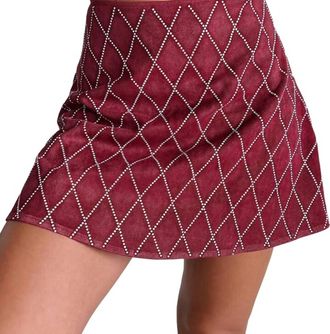 She + Sky Gabrielle Glam Rhinestone Bling Skirt In Berry