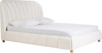 Miliboo Cama De 2 Plazas 160x200 En Tela Efecto Lana Rizada Arielle