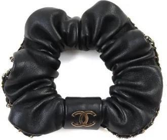 Chanel Pre-owned Leren Haaraccessoire - Dames - Vintage Accessoires - Zwart - ONE Size - Leer - Vintage