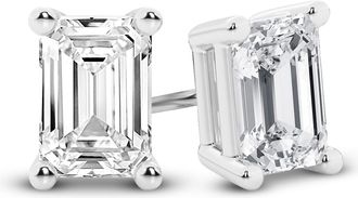 Grown Brilliance 14K White Gold IGI Certified 3 Carat Emerald Cut Lab Grown Diamond Stud Earrings for Women, VS Clarity, E-F Color