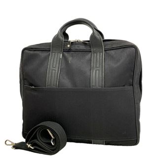 Herm&egrave;s Black Toile Chevron Briefcase (Pre-Owned)