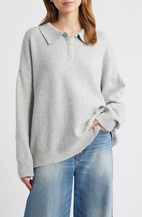 PacSun Jesse Knit Polo Sweater in Heather Grey at Nordstrom, Size X-Large