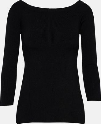 Veronica Beard Derick ribbed-knit off-shoulder sweater