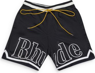 Rhude BLACK COURT LOGO SHORT SHORTS