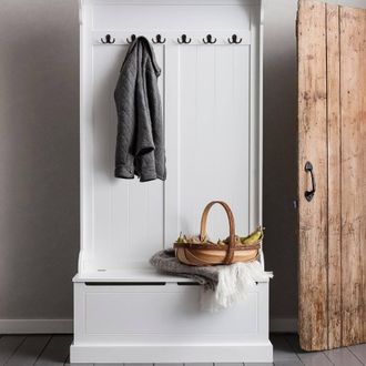 N&ouml;a & Nani Brittany Hallway Bench and Coat Hook Shoe Storage in White
