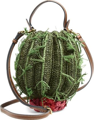 Anya Hindmarch Cactus Crochet Raffia Crossbody Bag in Khaki at Nordstrom