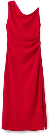Mango Side Ruched Asymmetric Midi Dress in Red at Nordstrom, Size 2