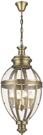 Netlighting Spring 4 Light Ceiling Pendant Antique Brass Glass E14