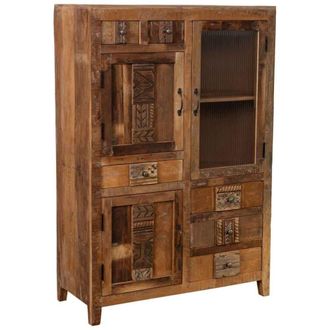 Wanderlust Deco Vitrina de madera natural 100x43x148