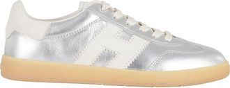 Hogan Silver Cool Laced Metallic Leather Sneakers
