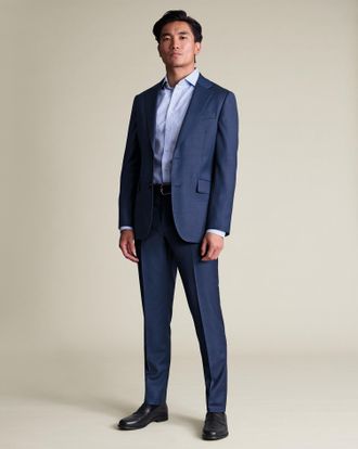 CHARLES TYRWHITT Natural Stretch Twill Suit Trousers - Royal Blue Size 30/30 by Charles Tyrwhitt