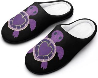 Generic Purple Heart Turtles Slippers Men Winter Warm Cotton Anti-Slip Indoor Slip-Ons House Shoes
