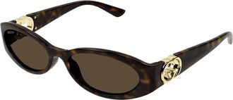 Gucci Sunglasses, female, Brown, Size: 54 MM Oval Frame Sunglasses