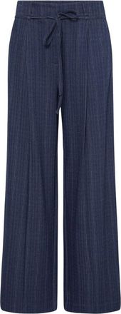 Ichi Kate Pinelle Wijde Broek - Dames - Wijde Broeken - Blauw - L - Katoen - Broeken