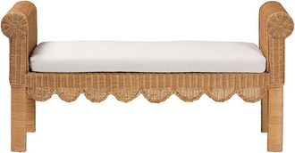 Baxton Studio Reiko Handwoven Rattan Bench with Scalloped Detailing