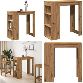 vidaXL Tavolo Bar con Rastrelliera Rovere 102x50x103,5 cm Multistrato - Tavolo da bar - Tavolo con scomparti