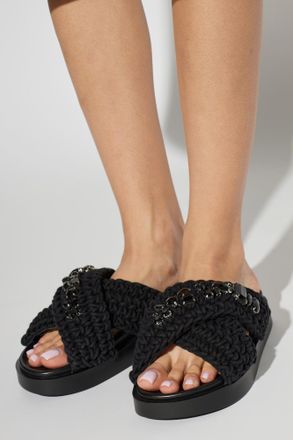 INUIKII Woven Slides, Womens, Black