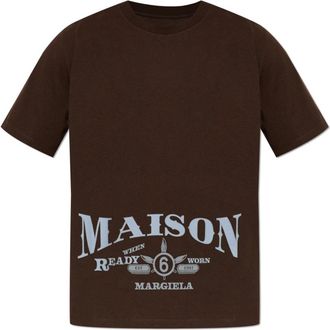 Maison Margiela Bedruikt T-shirt - Heren - T-shirts - Bruin - L - Katoen - Tops