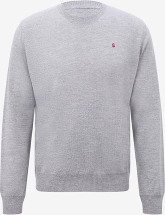 Alexander McQueen Feinstrick-Merinowollpullover mit Rundhals Inverted Skull