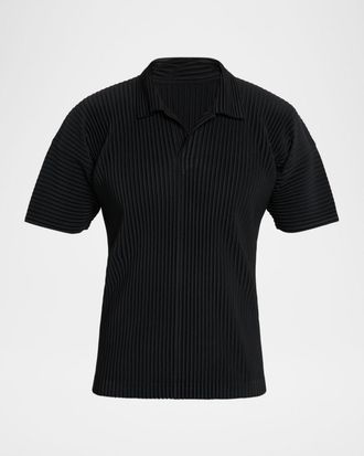 Homme Pliss&eacute; Issey Miyake Mens Pleated Polyester Polo Shirt