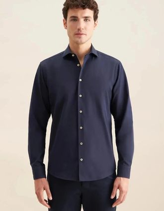 Seidensticker Seidensticker Mens Regular Fit Spread Kent Casual Shirt Dark Blue - Size: Regular/44