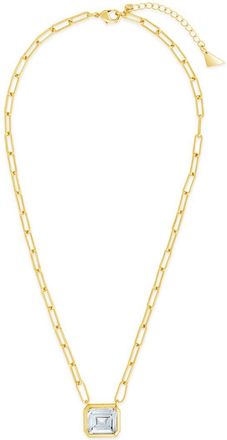 Sterling Forever 14K Plated Cz Camille Bezel Necklace