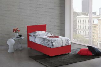 Talamo Italia Cama Individual Candida, Cama Contenedor Con Revestimiento De Tela, 100% Made In Italy, Apertura Lateral, Adecuado Para Colch&oacute;n Cm 80x190, Rojo, Con E