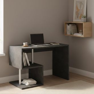 Dmora Esse Escritorio Moderno Para Oficina Y Estudio Con Estante, Made In Italy, Mesa De Ordenador, Escritorio Para Pc, Cm 100x50h78, Color Gris Ceniza, Con