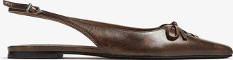 Schutz Womens Cady Ballet Sandal In Leather Spotted Brown