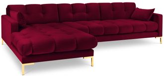 BLOOMINGLOFT Design-Ecksofa Mamaia Samt - Dunkelrot