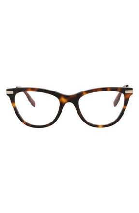 Alexander McQueen 47mm Cat Eye Optical Glasses in Havana Gold Transparent at Nordstrom Rack